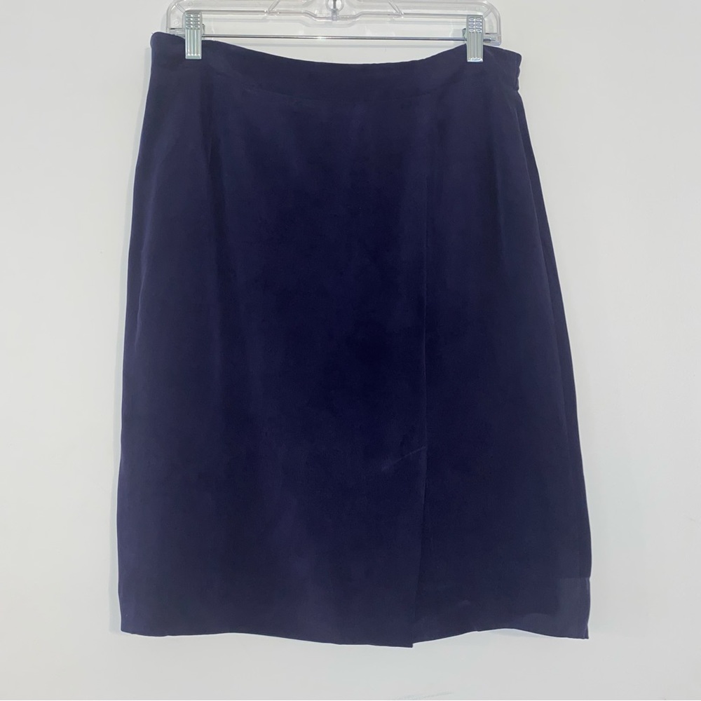 VTG Evan Picone Women's Navy Blue 100% Silk A Line Pencil Skirt - Size 14